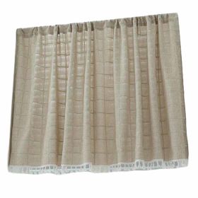 Solid Color Modern Half Window Curtain Dormitory Curtain Brown Short Curtains for Kitchen, 55x18 inch