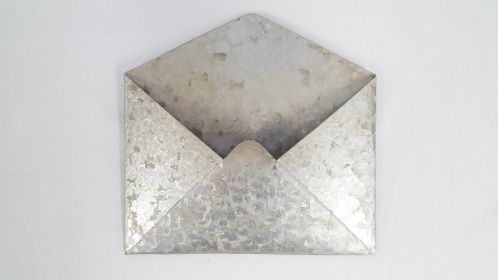 Galvanized Metal Envelope for Wall Hanging Mail Holder Decor Piece for Indoor and Outdoor Use Wall Pocket for Storage Regular Mail Postcards Letters B