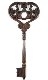 Large Iron Decorative Skeleton Key Heavy-duty Antique Brown color 13.66x5.71 in