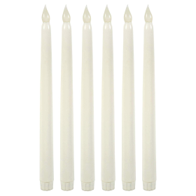 Wyzworks Indoor/Outdoor Unscented 1" x 1" Wax Taper Candles, 6-Pieces, White