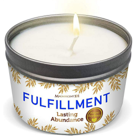 Magnificent 101 Long Lasting Fulfillment Smudge Candle for Lasting Abundance | 6 Oz - 35 Hour Burn | Soy Wax Candle with Sage Leaves, Lemon, Rosemary