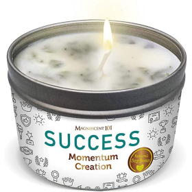 Magnificent 101 Long Lasting Momentum Creation Candle for Success | 6 Oz - 35 Hour Burn | Sage, Bergamot & Sandalwood Scented Soy Wax Candle For House