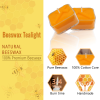 Natural Beeswax Tea Candles, FCMSHAMD 24 Pack Handmade Beeswax Candles, Cross Pattern Square Smokeless Tealight Candles with Clear Cup Great for Home