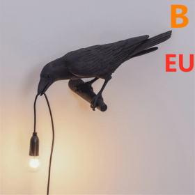 Creative Auspicious Bird Resin Wall Lamp Decoration (Option: Black-B-EU)